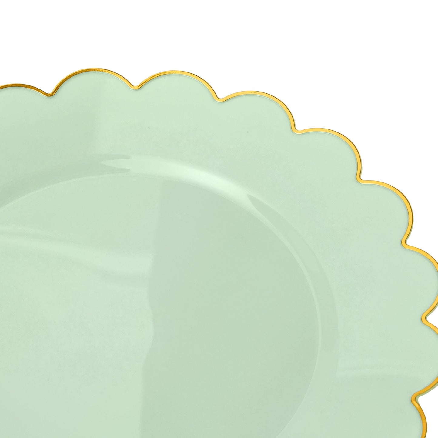 50 Pack Green Plastic Plates with Gold Scalloped Edges for Birthday Party (9 In)