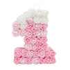 Small Pink Floral Number 1 Pinata with 3D Flowers for Baby Girl 1st Birthday Photo Prop (16.5 x 13 In)