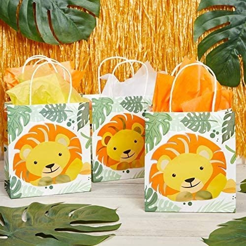 Small Lion Party Favors Bags for Jungle Safari Birthday Decorations (15 Pack)