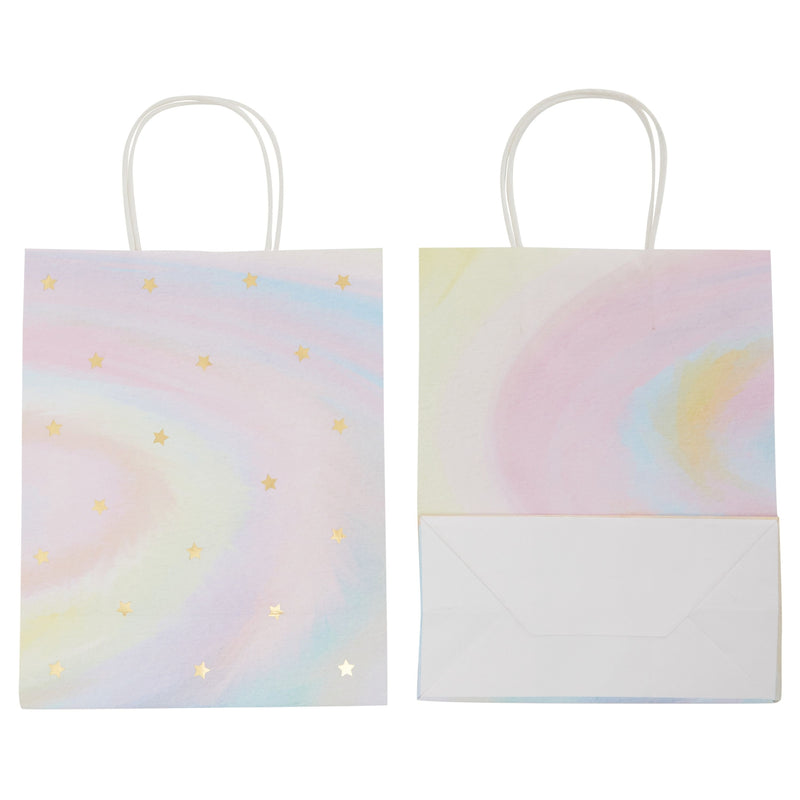 24 Pack Pastel Tie Dye Paper Gift Bags with Handles for Boutique and Small Business Supplies (10 x 8 x 4 In)