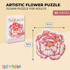 80 Pieces Mini Floral Jigsaw Puzzles for Adults, Pink Flowers Puzzle for Valentine's Day Gift, 8.4 x 8.6 in