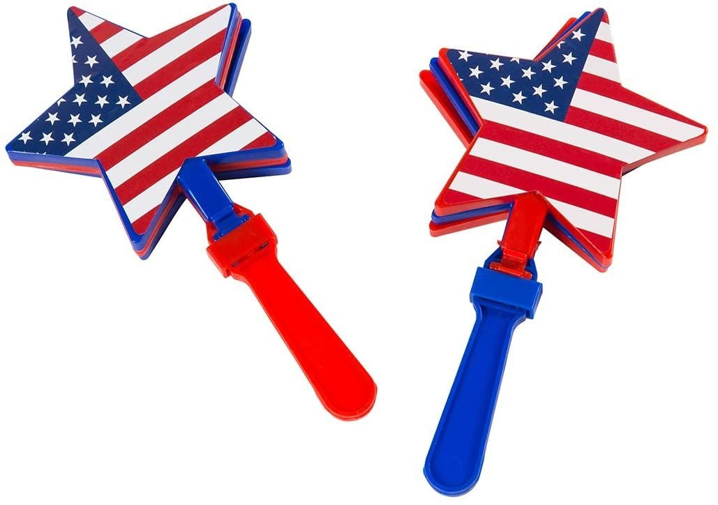 Hand Clappers Noisemakers, America Patriotic Party Supplies (12 Pack)