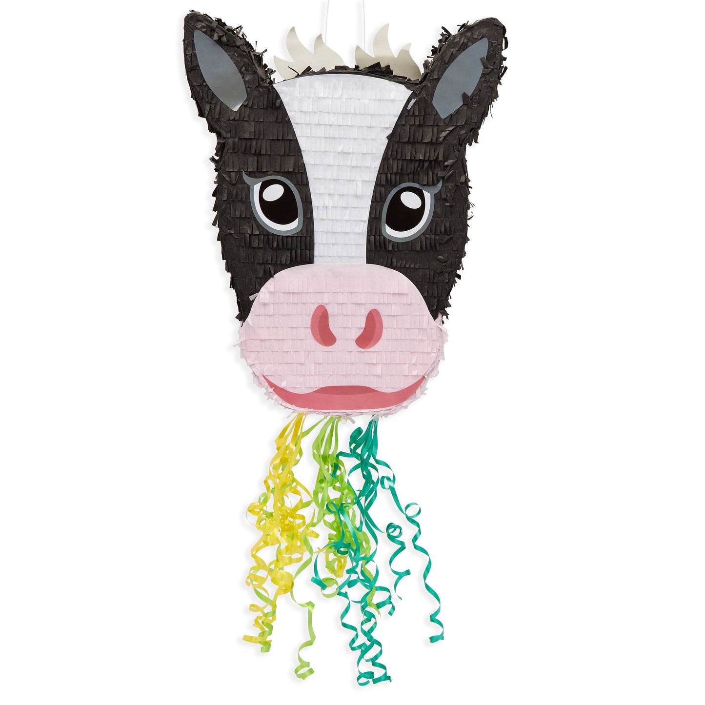 Pull String Cow Pinata for Farm Birthday Party Decorations, Girls and Boys Baby Shower Supplies (Small, 16.5 x 13 x 3 In)