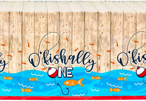 O'fishally One Tablecloth for 1st Birthday Party, Table Cover (54 x 108 in, 3 Pack)