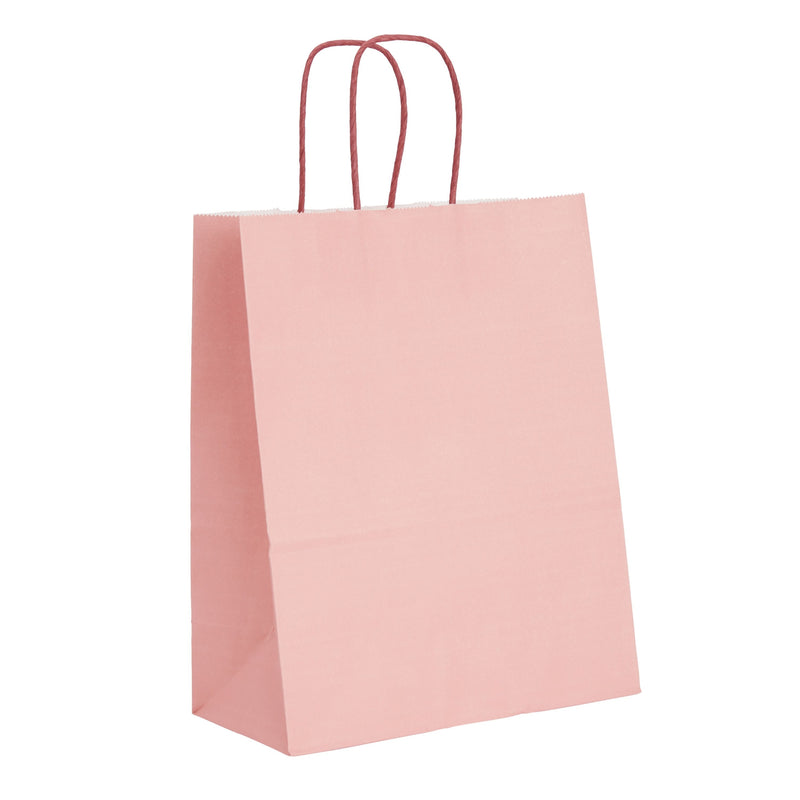 25-Pack Light Pink Gift Bags with Handles, 8x4x10-Inch Paper Goodie Bags for Party Favors and Treats, Birthday Party Supplies