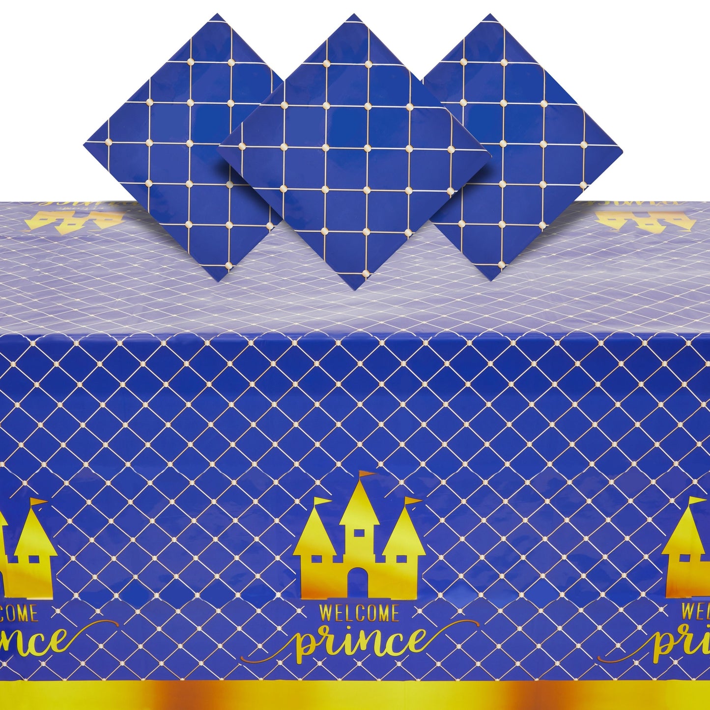 3 Pack Blue Plastic Table Covers, Royal Prince Baby Shower Decorations for Boys, 54" x 108" Tablecloths