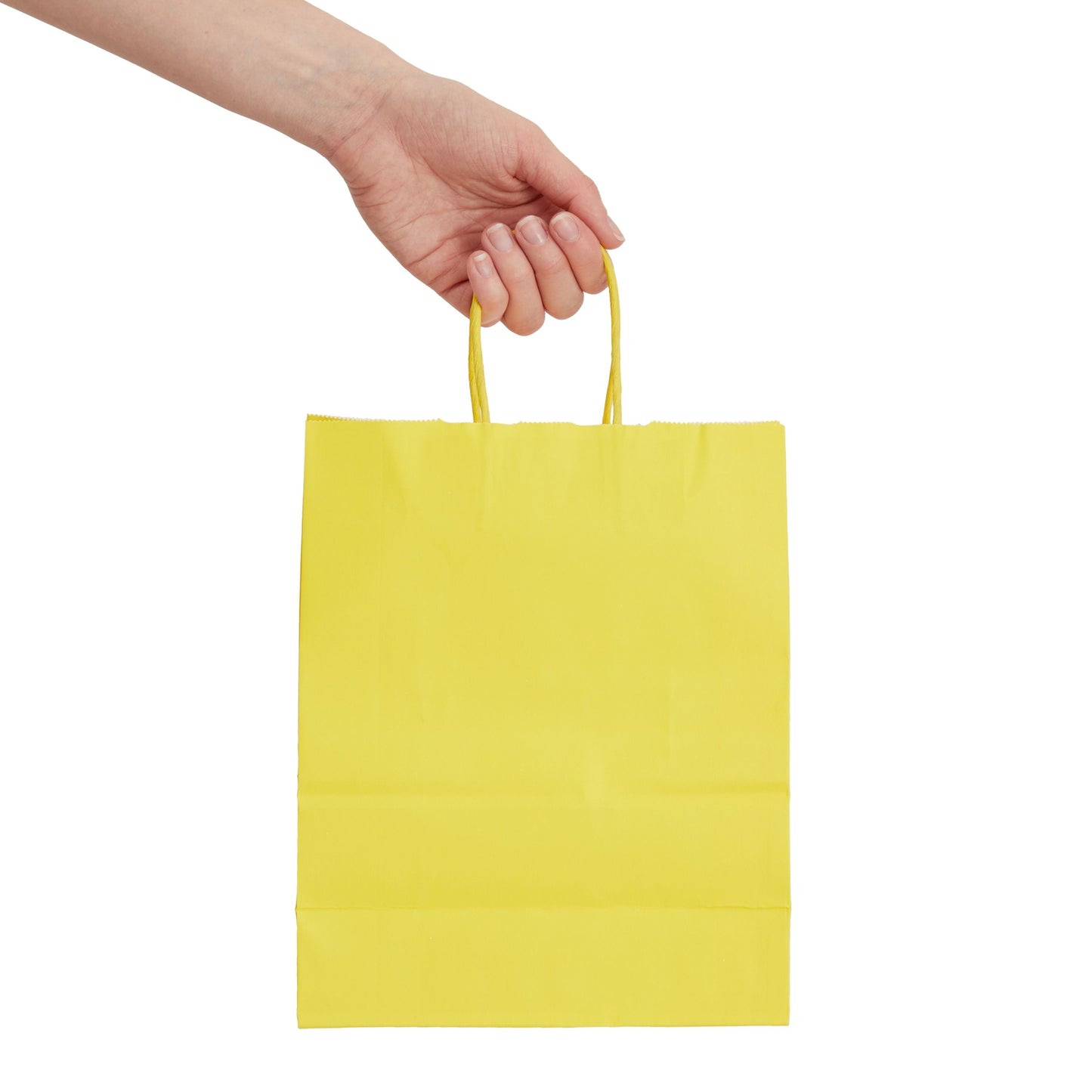 25-Pack Yellow Gift Bags with Handles, 8x4x10-Inch Paper Goodie Bags for Party Favors and Treats, Birthday Party Supplies