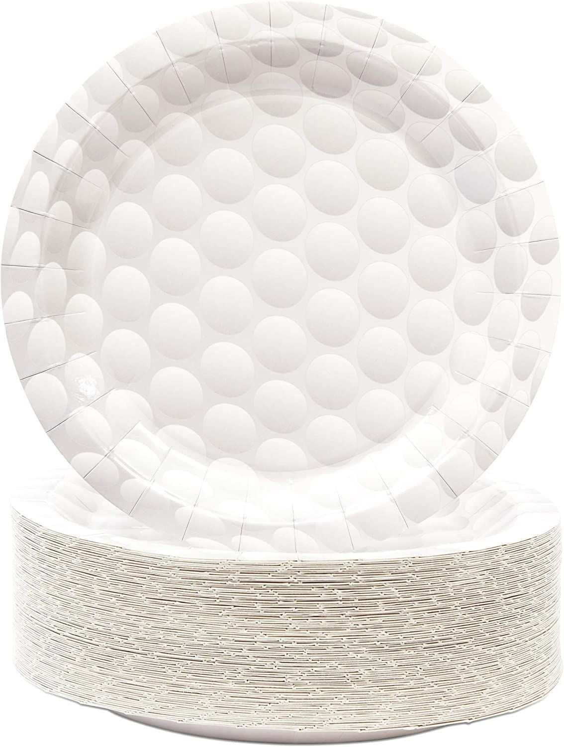 Golf Paper Plates for Sports Birthday Party (White, 9 Inches, 80 Pack)