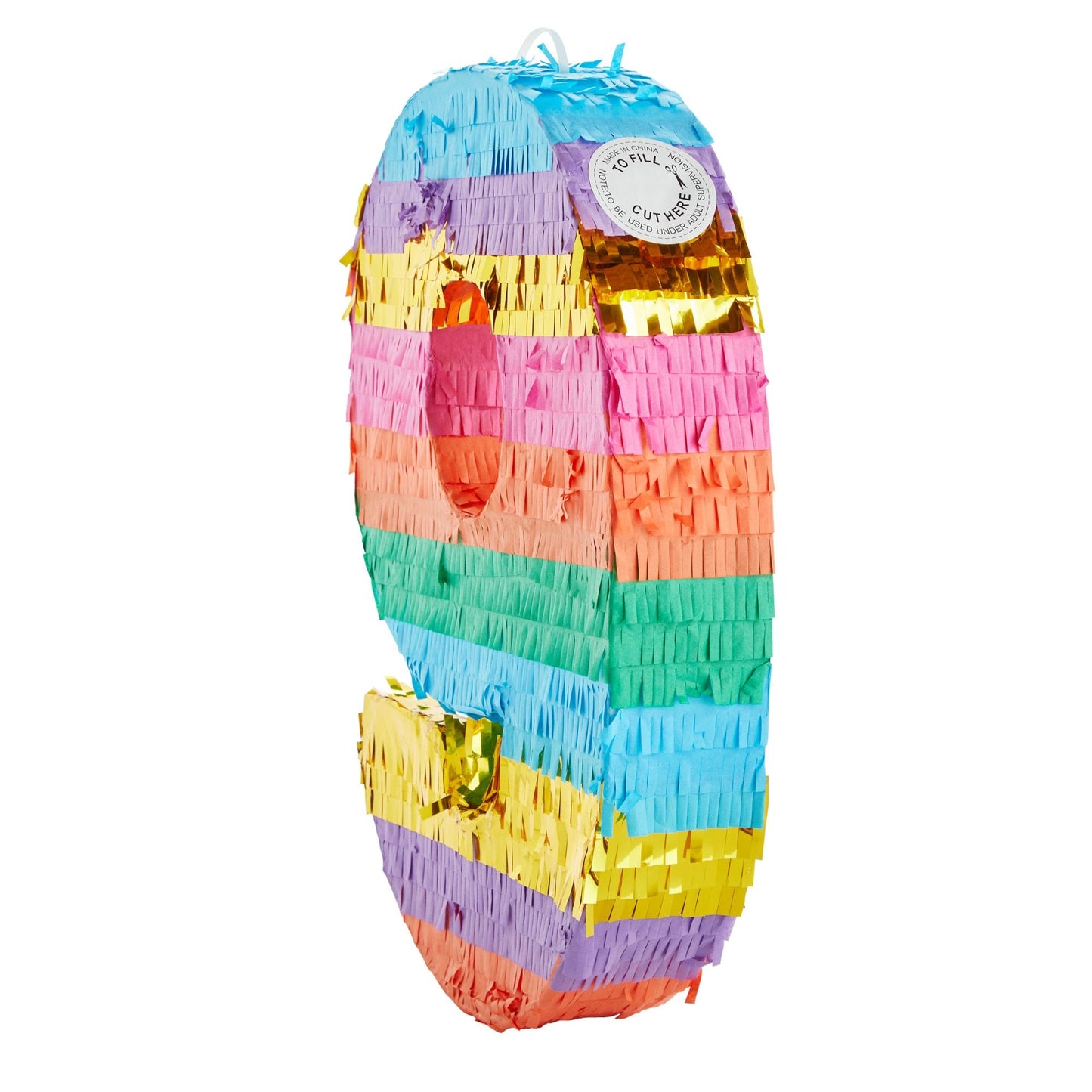 Rainbow Number 9 Pinata for 9th Birthday Party Supplies, Fiesta, Anniversary Celebration (Small, 16.5 x 11 x 3 In)