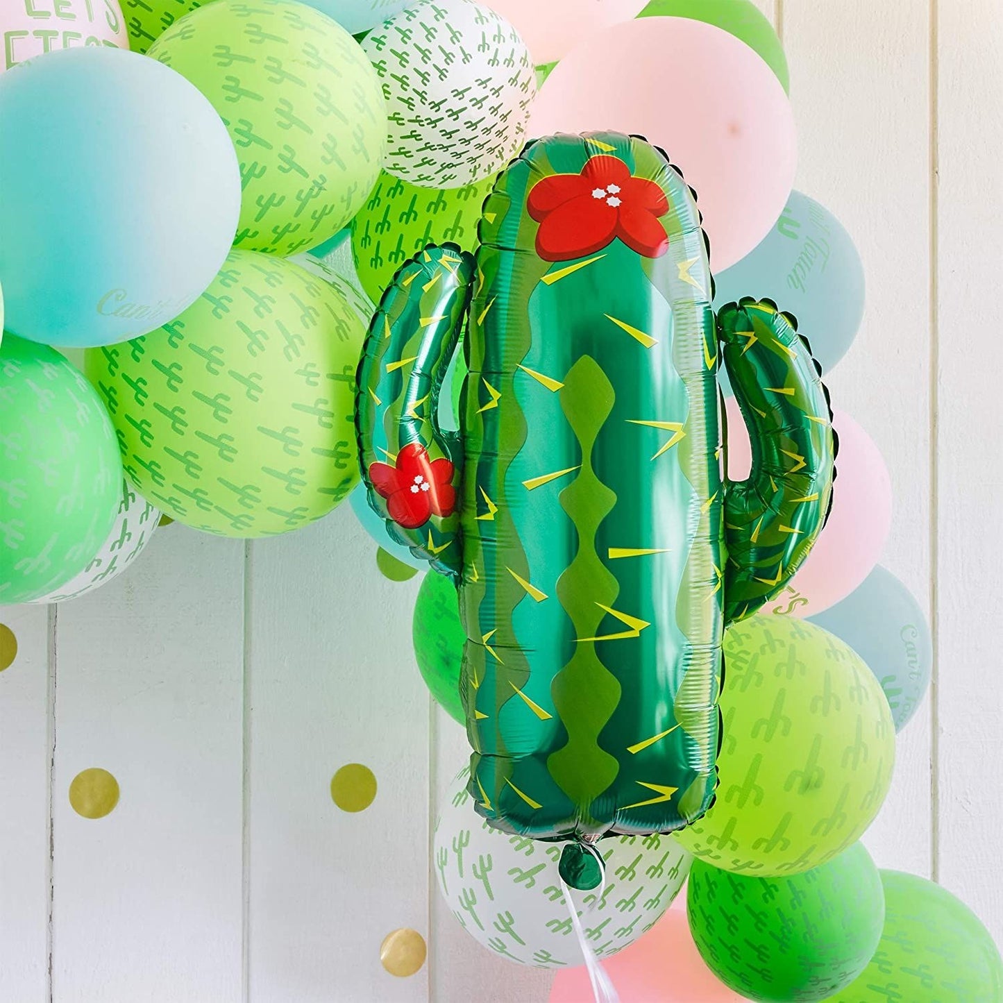 50 Pack Tropical Cactus Latex Balloons with Ribbons for Fiesta and Cinco de Mayo Party Supplies Decoration, 12 in