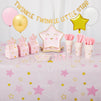 185-Piece Twinkle Twinkle Little Star Baby Shower Decorations for Girls, Pink Dinnerware Set with Cutlery (Serves 24)