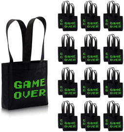 24 Pack Video Game Party Favor Bags for Boys, Gaming Canvas Gift Bags for Birthday (6.5 x 7 x 2 in)