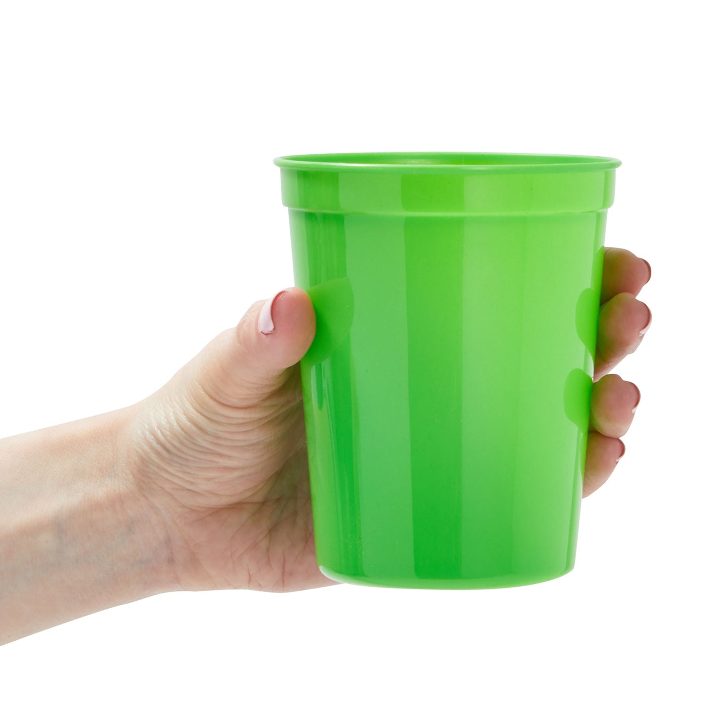 24-Pack 16-Ounce Green Plastic Stadium Cups, Bulk Reusable Tumblers for All Occasions and Celebrations